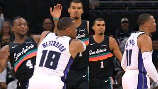 Russell Westbrook gets tech for shoving De'Aaron Fox and Wemby didn't like it