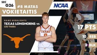 Lithuanian MATAS VOKIETAITIS with 17 PTS & 10 REB Texas Longhorns NCAA game highlights