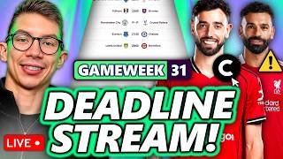 SALAH INJURED! BRUNO CAPTAIN? + TEAM REVIEWS FPL GAMEWEEK 31 DEADLINE STREAM!