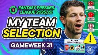 MY FPL 31 TEAM SELECTION! 📱 HAALAND STARTING? 🤔 | Fantasy Premier League Tips 2025/26