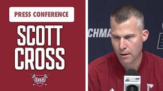 Troy Head Coach Scott Cross speaks to the media after Nebraska loss in NCAA Tournament I GBR