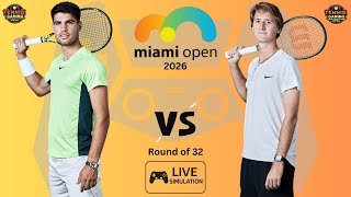 LIVE Sim - Carlos Alcaraz vs Sebastian Korda | Round of 32 - Miami Open 2026