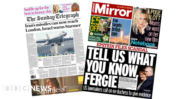 Newspaper headlines: ’Iran’s missiles can now reach London’ and ’Tell us what you know, Fergie’