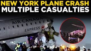 New York Plane Crash LIVE | LaGuardia Shuts Down After Air Canada Jet Hits Fire Truck On Ground