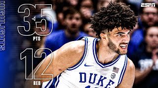 Cameron Boozer HIGHLIGHTS 🎥 35 PTS & 12 REB in Duke's 4th win of the season | ESPN CBB
