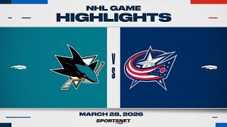 NHL Highlights | Sharks vs. Blue Jackets - March 28, 2026