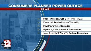 Consumers Energy cutting power to 1,105 customers in Midland area