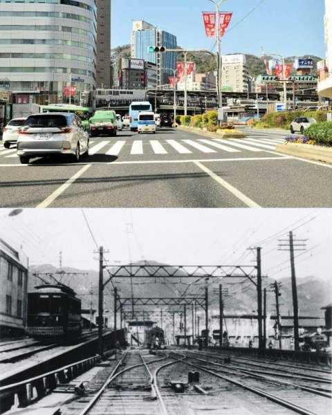 ■＜てくてく神戸＞古写真編（1）　撮影場所探る「神戸方式」　山並みが鍵、ピンポイントで特定

この2枚の写真、１０...