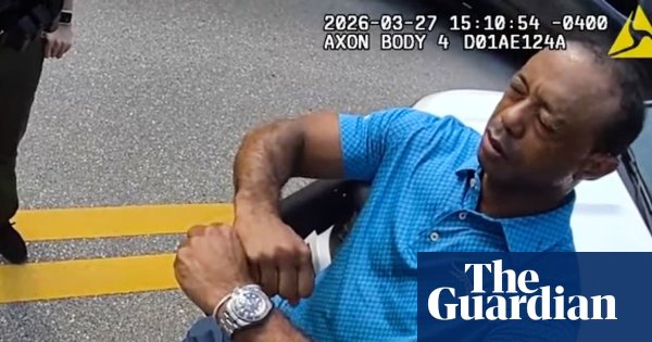 Bodycam footage shows Tiger Woods’s shock after crash: ‘I’m being arrested?’