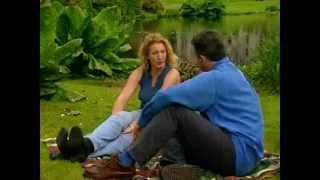 Dermot Cavanagh Teaching Charlie Dimmock to paint at Tempo Manor, County Fermanagh, Ireland.