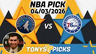 Minnesota Timberwolves vs Philadelphia 76ers Pick 4/3/26 NBA Pick Prediction