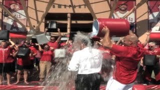 Pujols pours the ice bucket on president John Carpino
