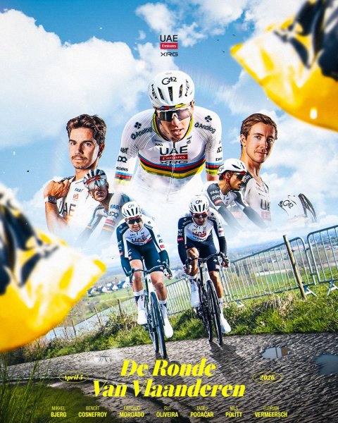 Tadej Pogačar aims for record third Tour of Flanders title - UAE team Emirates