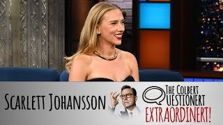 Scarlett Johansson Takes The Colbert Questionert