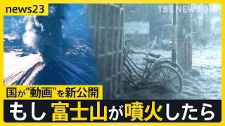 “東京・新宿で最大10㎝”首都圏に迫る火山灰　「富士山噴火シミュレーション動画」国が新公開　“雪の約5倍”の重さを体験　「1週間分の備蓄を」インフラへの影響は【news23】｜TBS NEWS DIG