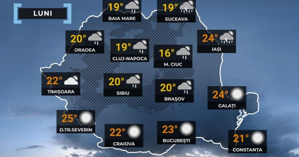 Vremea de mâine 6 aprilie. Se încălzește în toată țara, dar apar ploi și rafale de vânt. Maxime de 25°C