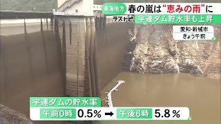 “春の嵐”吹き荒れる…水不足が深刻な東三河に恵みの雨 豊川用水の水源・宇連ダムの貯水率が約1カ月半ぶりに5％超える (2026/03/31 19:22)