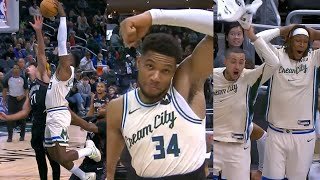 Thanasis poster dunk has Giannis and Bucks bench going crazy vs Nets 😂
