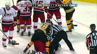 Carolina Hurricanes VS Boston Bruins Fights-10-18-11
