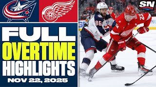 Columbus Blue Jackets at Detroit Red Wings | FULL Overtime Highlights - November 22, 2025