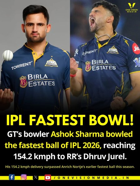 GT's young fast bowler Ashok Sharma clocked 154.2 kmph on...