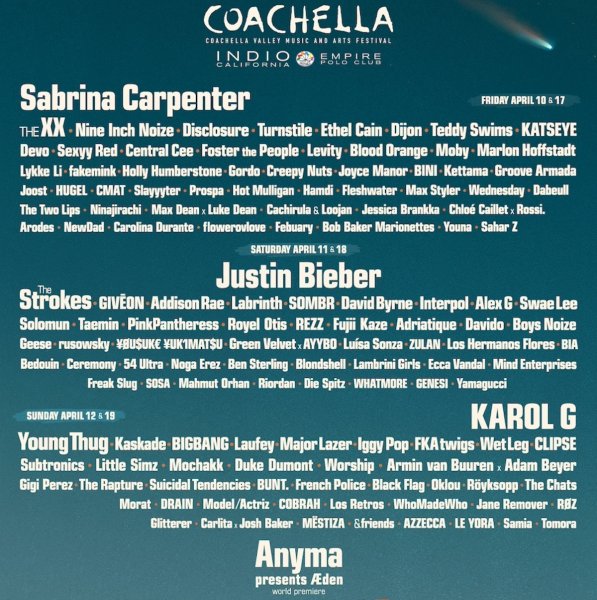 「コーチェラ 2026」で観るべきおすすめアーティスト23組　ジャスティン・ビーバー、The xx、ナイン・インチ・ノイズ、藤井風など（WWDJAPAN.com） - Yahoo!ニュース