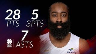 James Harden 28 pts 5 threes 7 asts vs Pacers 25/26 season