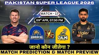 Peshawar Zalmi vs Karachi Kings 17th Prediction | PSZ vs KRK Match Prediction #PSL2026