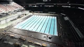 Swimming pool installation at Paris La Défense Arena - Timelapse | Myrtha Pools
