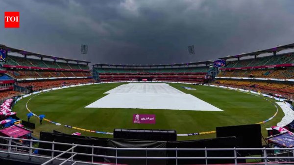 RR vs RCB Live Score, IPL 2026: Rain delays toss in Guwahati  - The Times of India