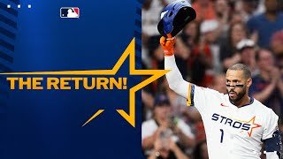 Carlos Correa returns to Houston! 🧡 (1st at-bat back in Houston since the trade 🚀)