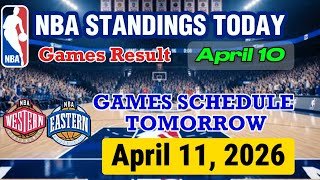 NBA STANDINGS TODAY as of APRIL 10 | GAMES RESULT | GAMES SCHEDULE APRIL 11, 2026
