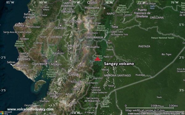 Sangay Volcano: sporadic emissions of volcanic ash
